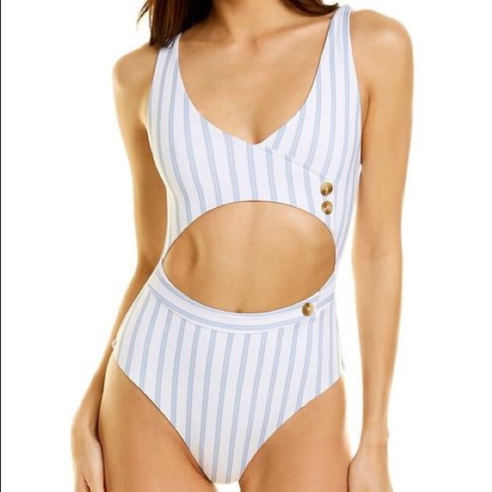 Revel Rey Carmen white with blue stripe one piece